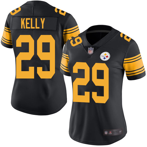 Women Pittsburgh Steelers Football 29 Limited Black Kam Kelly Rush Vapor Untouchable Nike NFL Jersey